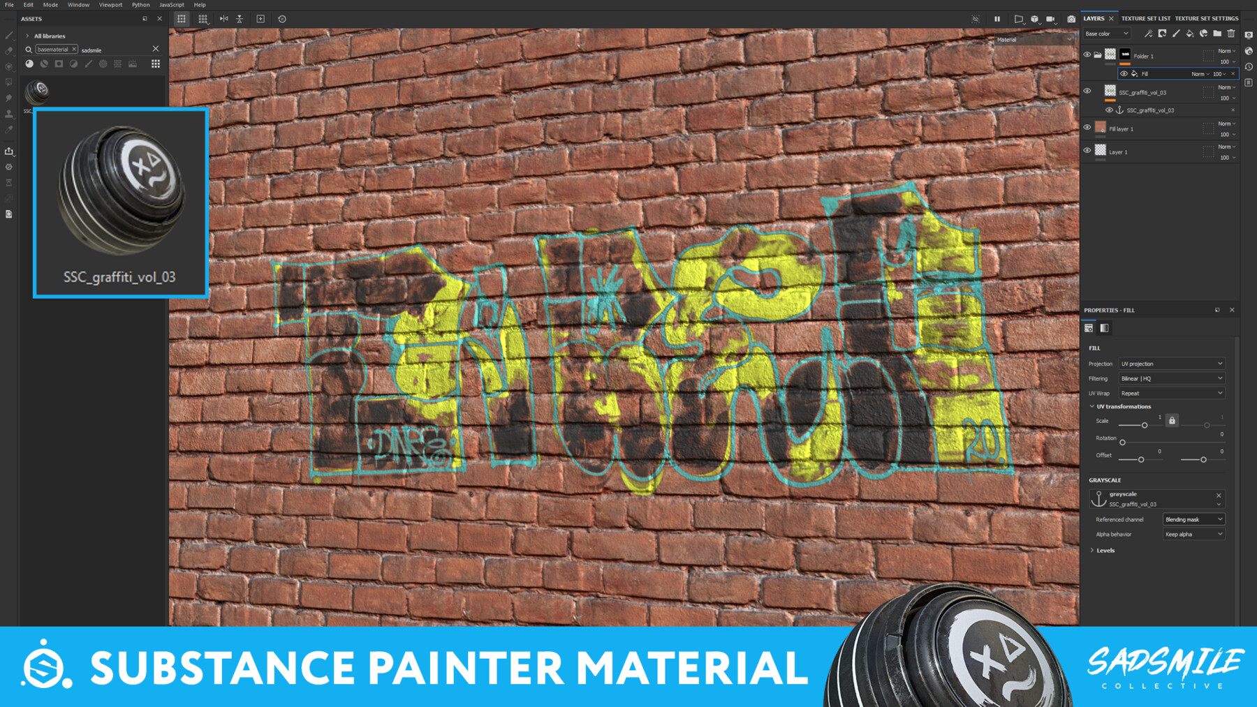 ArtStation 50 Graffiti Decals Vol.3 + Substance Painter Material