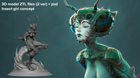 Insect girl 3d concept