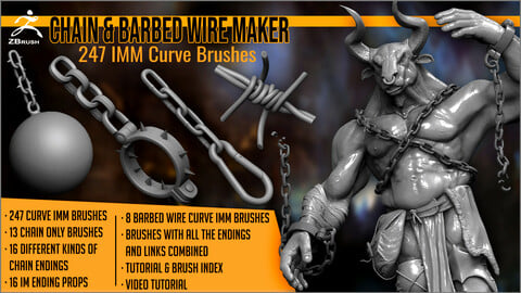 Chain And Barbed Wire Maker 247 ZBrush Curve IMM Brushes