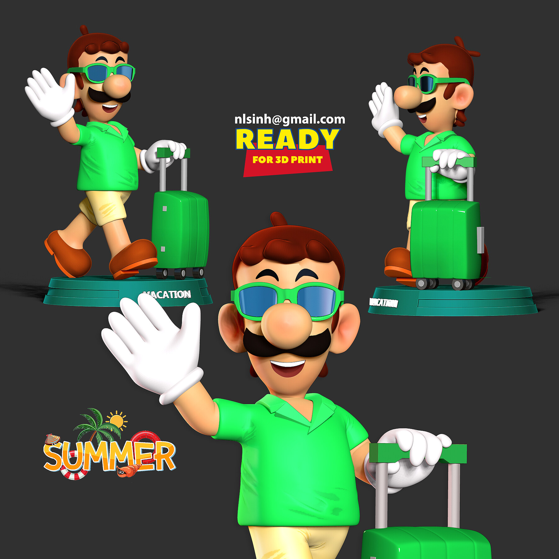 ArtStation - Luigi with summer vacation | Resources