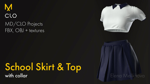 Female School Uniform    |  Sexy School Skirt & Top with Collar   |   Polo Shirt