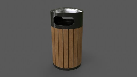 PBR Outdoor Wooden Trash Bin