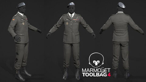 Military Officer uniform suit Game Assests Marmoset toolbag 4 VR / AR / low-poly 3d model military people war uniform officer chairman navy force character combat army commando man military person infantry police solider clothing military