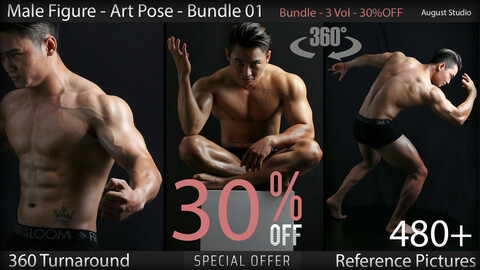 Male Figure Drawing - Art Pose - Bundle Vol 01 -  Reference Pictures