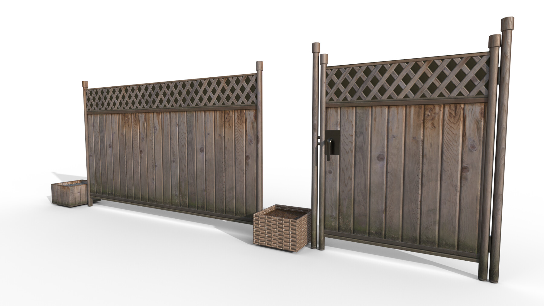 ArtStation - Fence With A Gate Made Of Wood And Weaving PBR Low-poly 3D ...