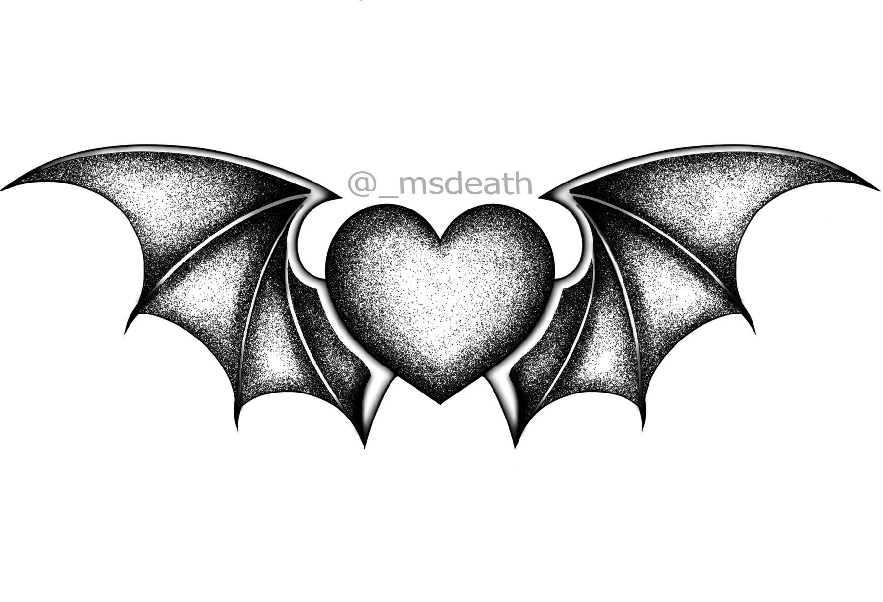 heart with bat wings tattoo