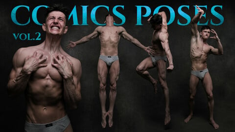 Comics Poses vol. 2 Photo Reference Pack For Artists 640 JPEGs