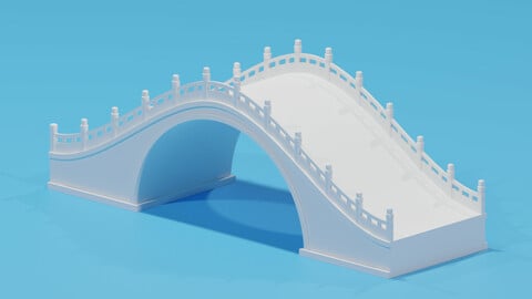 Cartoon Chinese Stone Bridge 3D model