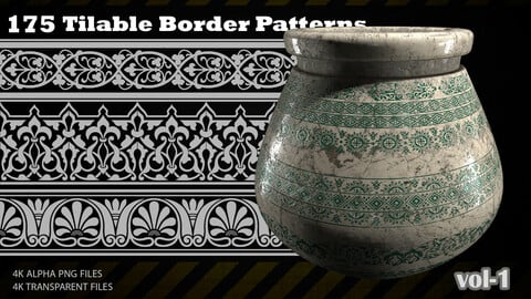 175 Tileable Border Patterns ( Photoshop - Substance Painter - Zbrush )