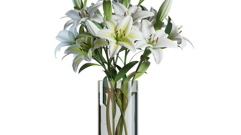 3D Model / Flower Set 10 / White Lilies Bouquet