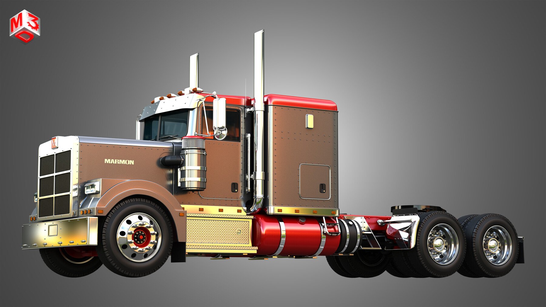 ArtStation - 57P Semi Truck - Low Roof Sleeper Truck - Modified Version ...