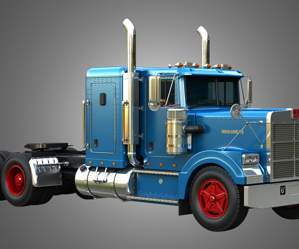 ArtStation - 57P Semi Truck - Small Sleeper Truck - Vintage Version ...