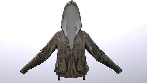 Hooded Leather Jacket 1 Low-poly 3D model