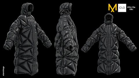 Future Fashion Puffer Jacket #009 - Clo3D / Marvelous Designer + OBJ / DIGITAL FASHION / HYPEBEAST / STREETWEAR