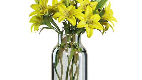 3D Model / Flower Set 11 / Yellow Lilies Bouquet