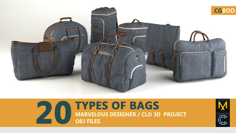 20 Briefcase and Bag Base Mesh / Marvelous Designer