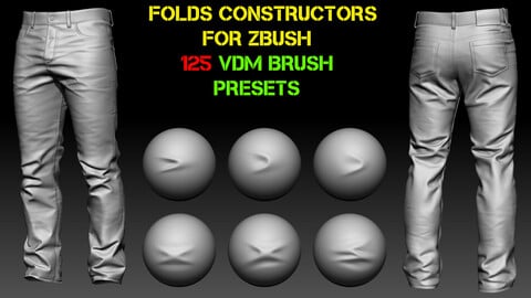 Folds Constructor - 125 Fabric Brushes For Creating Folds (VDM Brush for Zbrush)