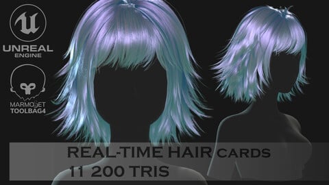 Low poly cards Game-ready disheveled hairstyle