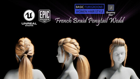 French Braid Ponytail Wedd Style V2 (Groom) For UE4