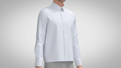 Casual Shirt - Slim Fit, Marvelous Designer, Clo3D +fbx, obj