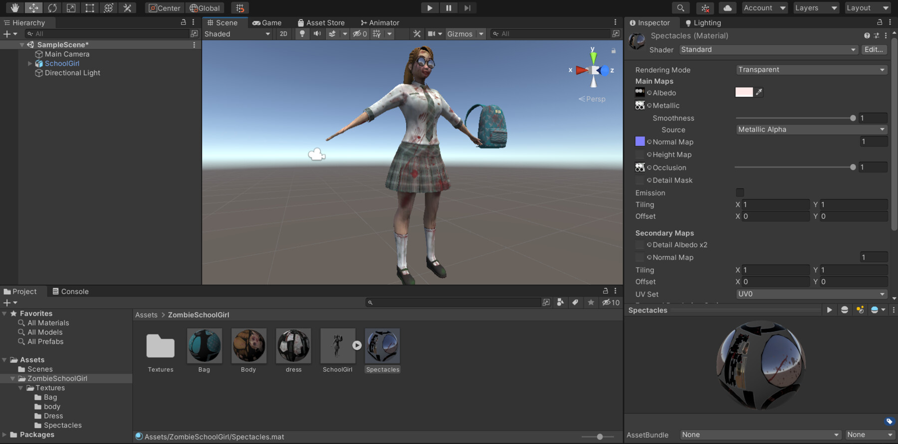 ArtStation - Cartoon School Girl Zombie Rigged Blender Unity | Game Assets