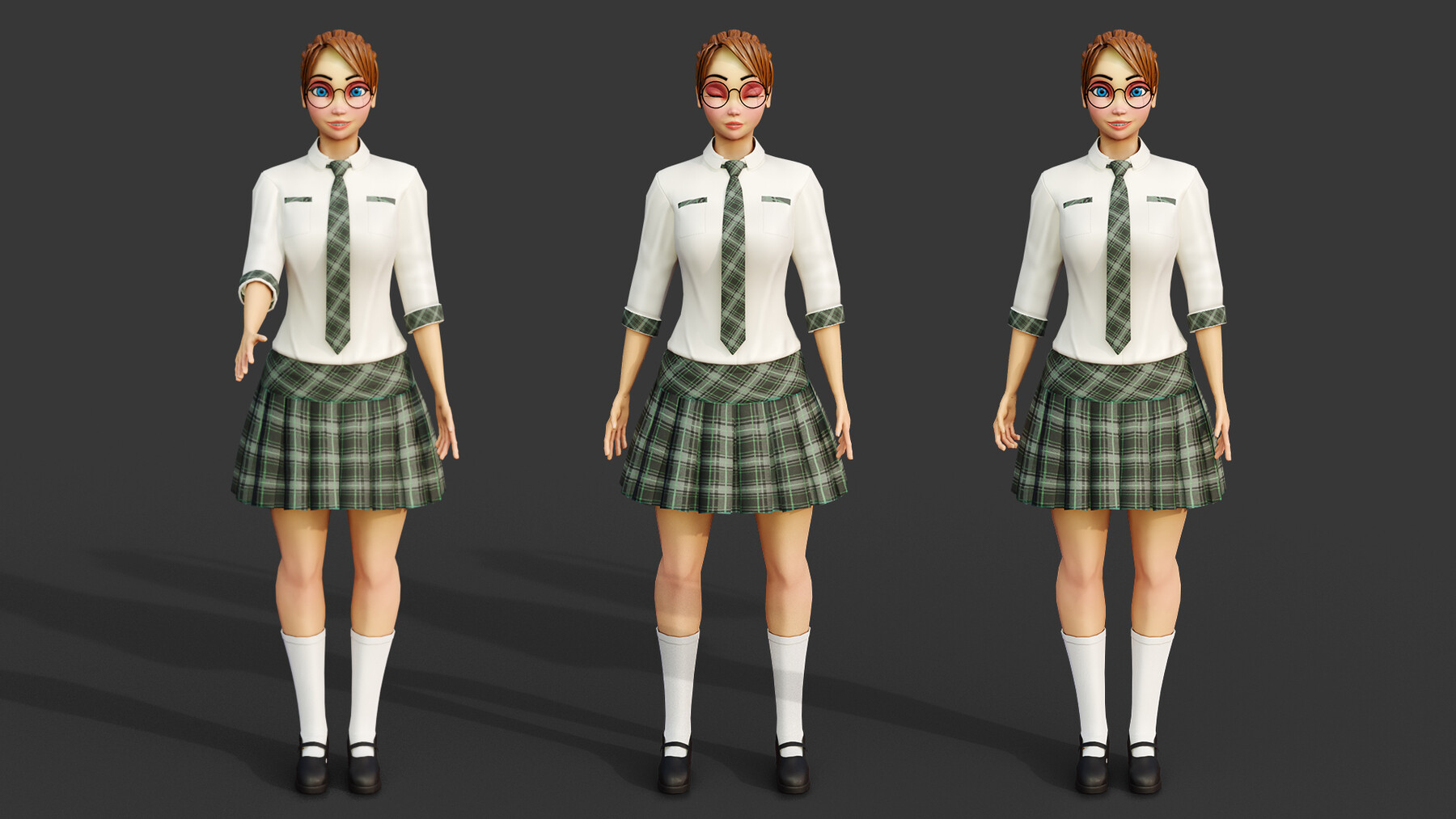 ArtStation - Cartoon School Girl Rigged Blender | Game Assets