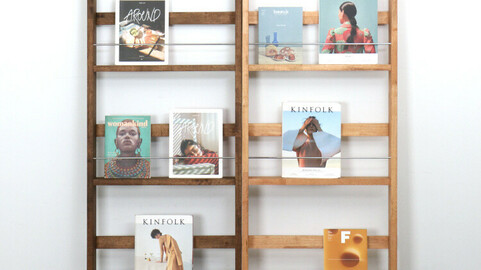 Flat wood magazine rack