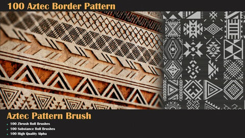100 Aztec Border Pattern and Brush