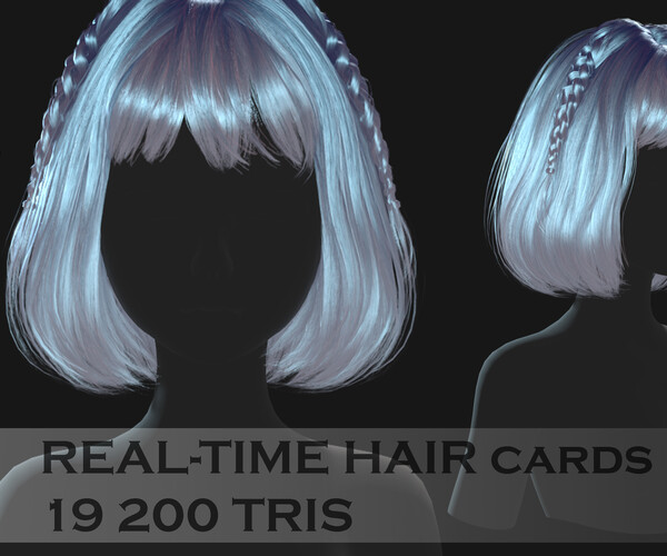 Artstation Low Poly Cards Game Ready Hairstyle Bob With Braids Game Assets 