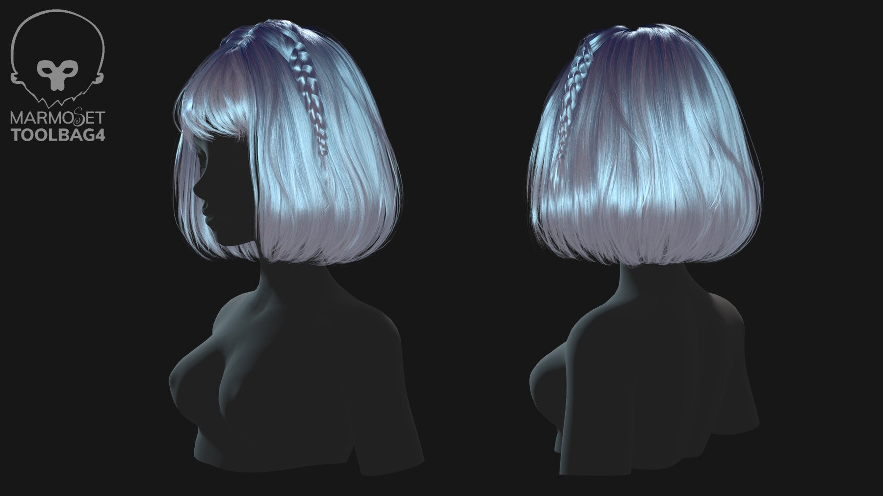 ArtStation - Low poly cards Game-ready hairstyle bob with braids | Game ...