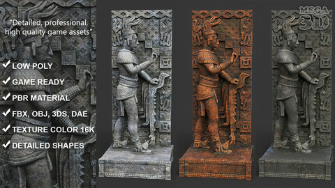 Low poly Mayan Inca Aztec Statue 220505