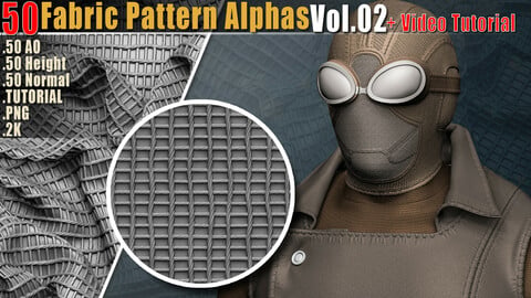 50 Fabric Pattern Alphas Vol.02 + Video Tutorial