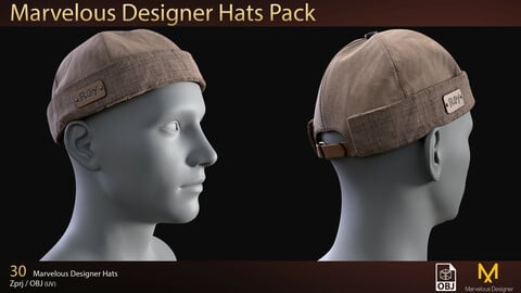 Marvelous Designer Hats Pack (including 30 hats)