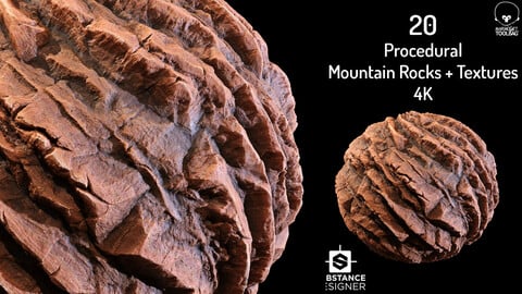 20 Procedural Mountain Rock Material Vol 01