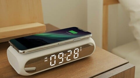 Wireless charging mood light LED table clock