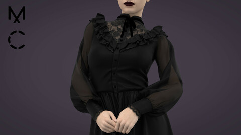Gothic Dress/Marvelous Designer/Clo3D+OBJ