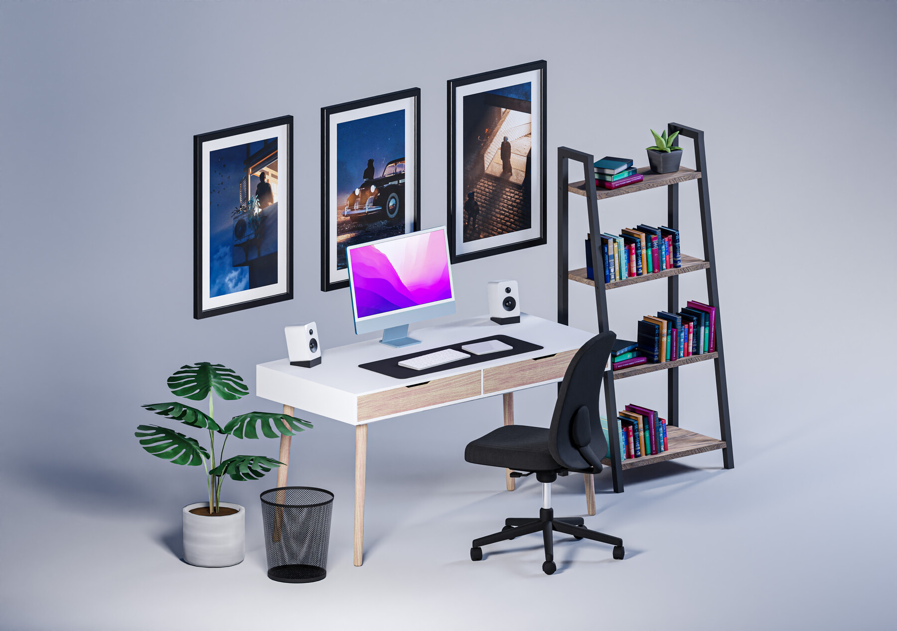 ArtStation Home Office Blender Asset Pack Game Assets