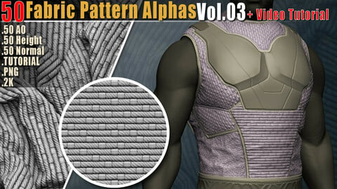 50 Fabric Pattern Alphas Vol.03 + Video Tutorial