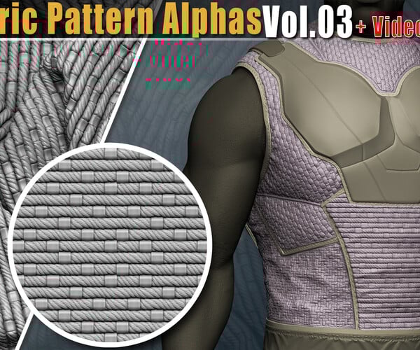 ArtStation - 50 Fabric Pattern Alphas Vol.03 + Video Tutorial | Resources