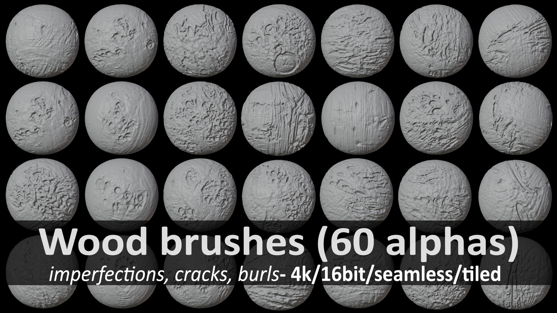 ArtStation - Wood brushes (60 alphas-4k/16bit) | Brushes