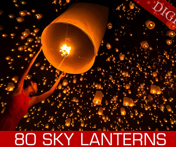 ArtStation 80 Sky Lanterns Overlays, Sky lanterns festival, Flying lanterns, Floating lanterns