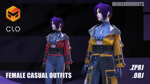 Female outfits / Casual // Streetstyle / Marvelous Designer Project + OBJ