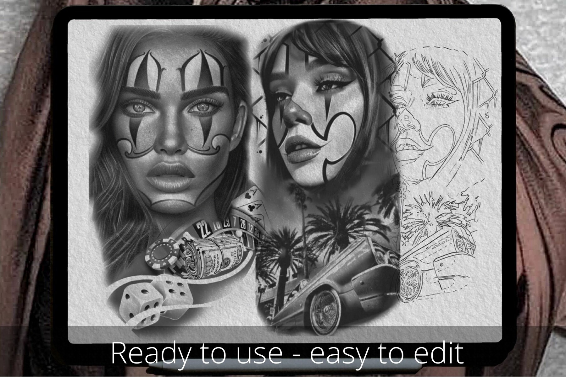 ArtStation - Procreate Chicano Tattoo stencil, Chicano tattoo brush ...