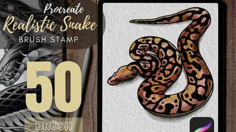 Snake Brush stamp, Procreate brush stamp, Realistic Snake Stamp, Snake tattoo stencil, Cobra tattoo stencil, Snake procreate brush stamp