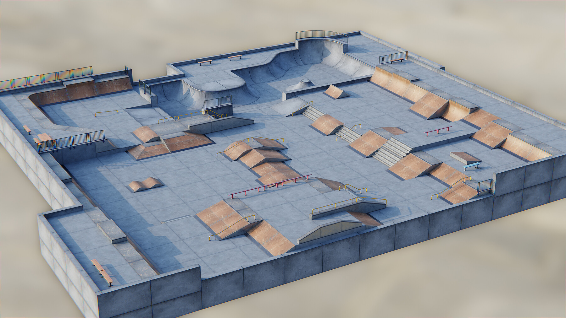 ArtStation Skate Park Indoor/Outdoor Modular Pack Game Assets