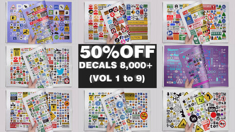 8000+ DECALS  (VOL 1 to 9) 50%OFF (Traffic signs, science fiction, logo, danger, directions, fire signs, street signs, rescue and rescue, ui, sci-fi, Stencils, Label, Shape, Typography, Frame, icon, cybernetic, ...)