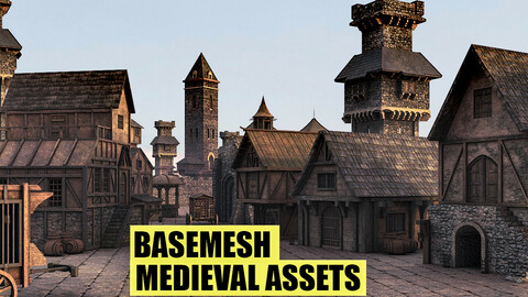 BaseMesh : 89 Medieval Assets (UV+Textures+Quad)