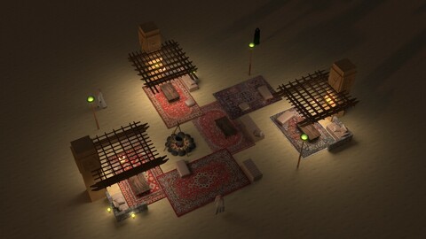 Campfire Pergolas and Carpets in Traditional Arabic Style