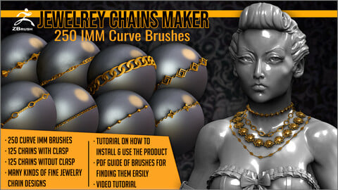 Jewelry Chains Maker 250 ZBrush Curve IMM Brushes