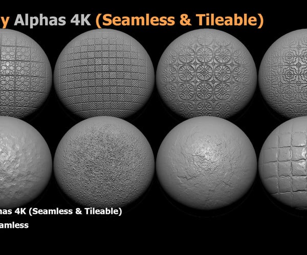 ArtStation - 100 Clay Alphas (Seamless & Tileable) VOL 08 | Brushes